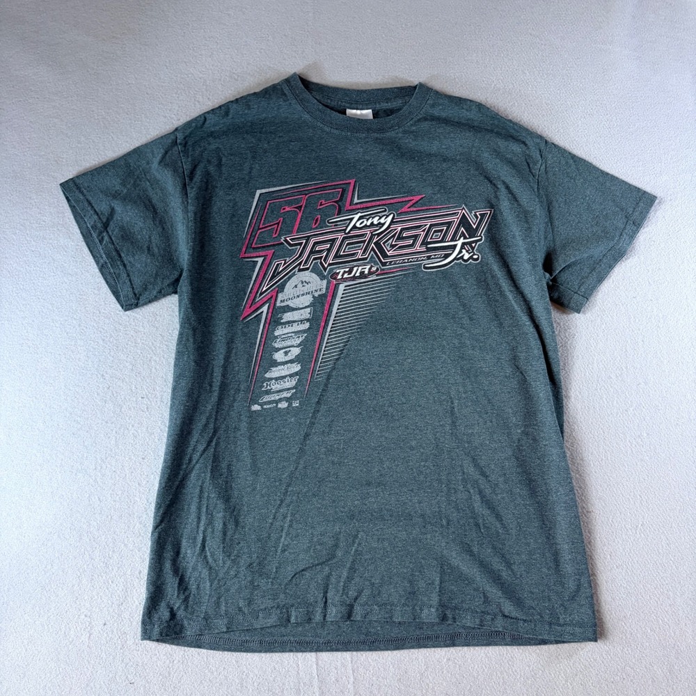 Gildan Tony Jackson Jr Racing T-Shirt Mens Medium Gray Smith Creek Moonshine 56